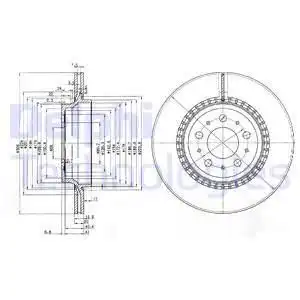 Тормозной диск DELPHI BG3782 вентилируемый , задняя ось