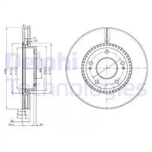 Тормозной диск DELPHI BG3861 вентилируемый , передняя ось