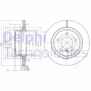 Тормозной диск DELPHI BG3947 вентилируемый , задняя ось