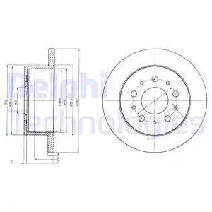 Тормозной диск DELPHI BG4061 полный , задняя ось