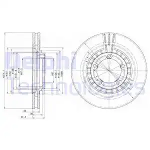 Тормозной диск DELPHI BG4134 вентилируемый , передняя ось