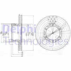 Тормозной диск DELPHI BG473 вентилируемый , передняя ось