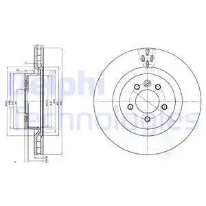 Тормозной диск DELPHI BG9007 вентилируемый , передняя ось