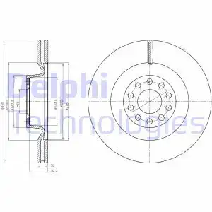 Тормозной диск DELPHI BG9018 вентилируемый , передняя ось