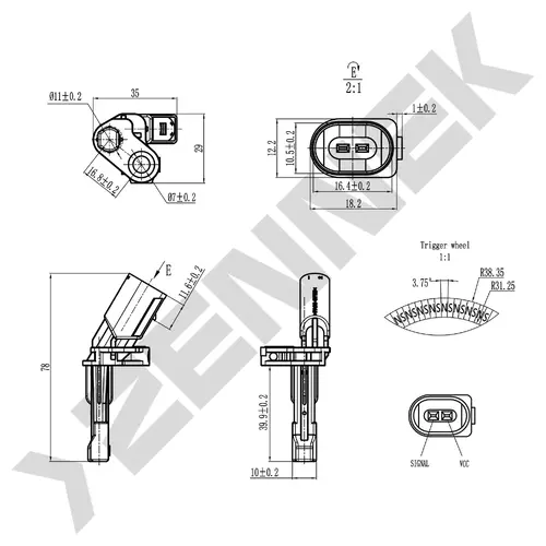 Датчик ABS ZENNEK DAS0197