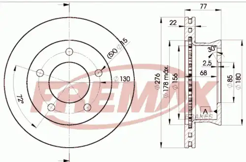 Тормозной диск FREMAX BD-0181 вентилируемый ,