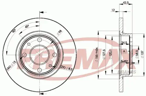 Тормозной диск FREMAX BD-1071 передняя ось