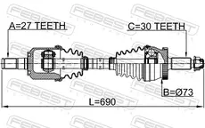 Вал приводной в сборе FEBEST 2214-JF24LH