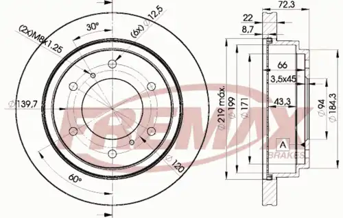 Тормозной диск FREMAX BD-8067 вентилируемый ,