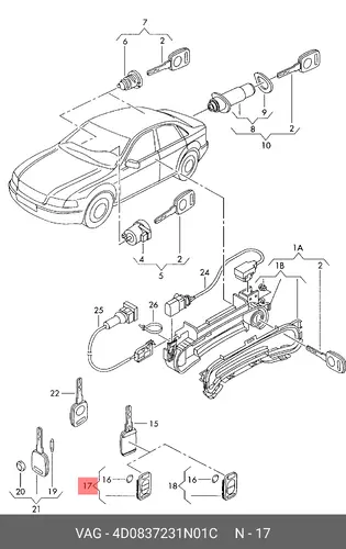 Брелок дистанц управления 4D0837231N01C VAG
