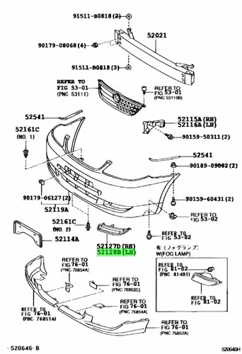 Решетка бампера TOYOTA / LEXUS 5212802130