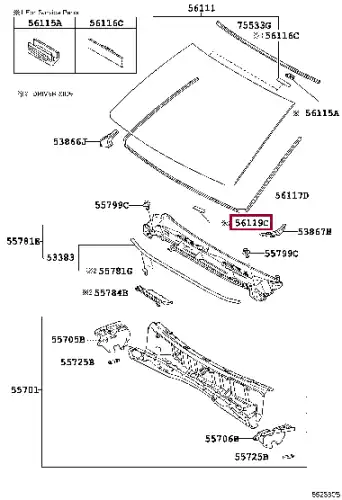 Уплотнитель двери TOYOTA / LEXUS 5611960020