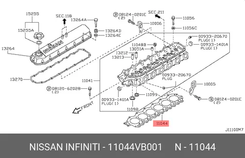 Прокладка ГБЦ NISSAN 11044VB001