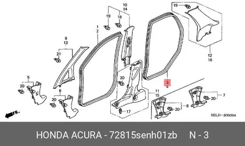 Уплотнитель двери HONDA 72815SENH01ZB