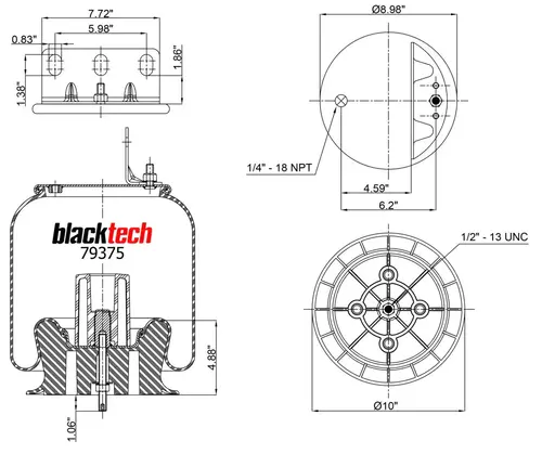 Air Spring RML79375CP BLACKTECH