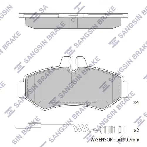 Тормозные колодки дисковые задняя ось SANGSIN SP1278