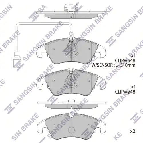 Тормозные колодки дисковые передняя ось SANGSIN SP2145