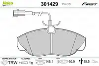 Тормозные колодки дисковые VALEO 301429