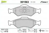 Тормозные колодки дисковые VALEO 301563