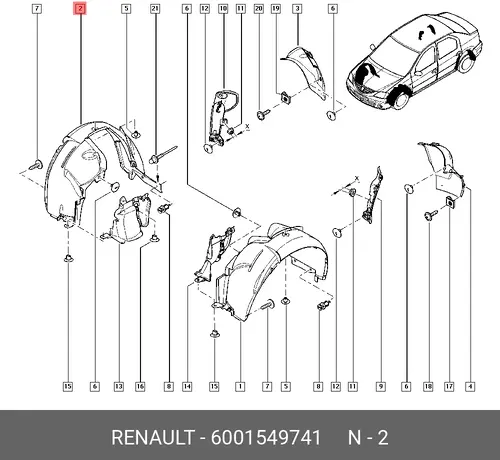 Подкрылок RENAULT 6001549741