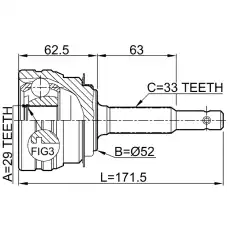 ШРУС наружный FEBEST 1110-ESP передняя ось , 171.5 мм