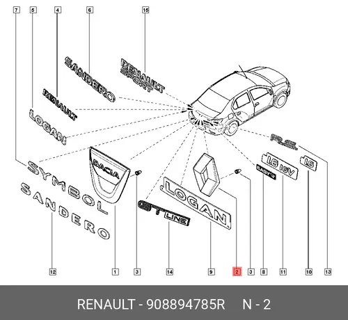 эмблема задн !\ Renault 908894785R