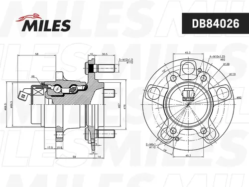 Ступица колеса с подшипником DB84026 MILES