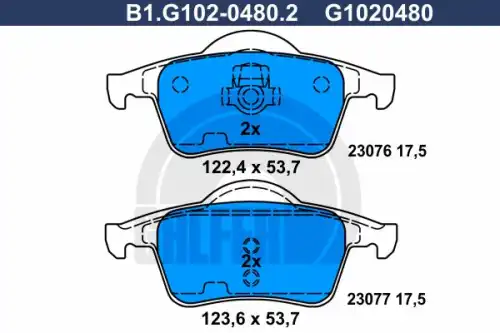 Тормозные колодки дисковые GALFER B1.G102-0480.2