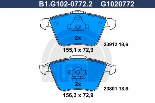 КОЛОДКИ ТОРМ.ПЕР. B1.G102-0772.2 GALFER