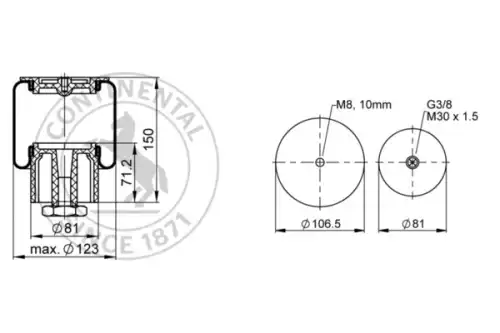 Пневмо-подушка кабины CONTITECH SZ 70-11