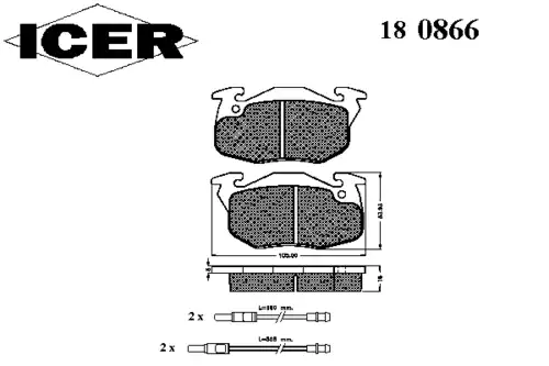 Тормозные колодки дисковые передняя ось ICER 180866