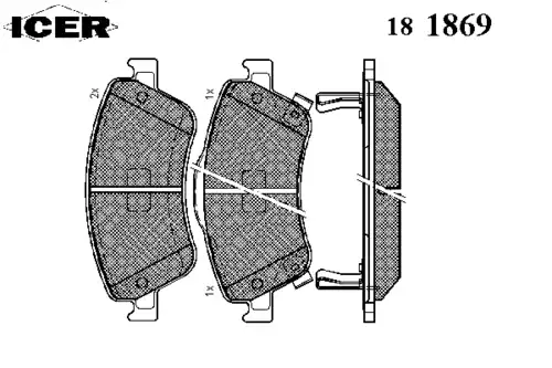 Тормозные колодки дисковые передняя ось ICER 181869