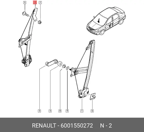 СТЕКЛОПОДЪЕМНИК МЕХАНИЧ ПЕР ПР 6001550272 RENAULT