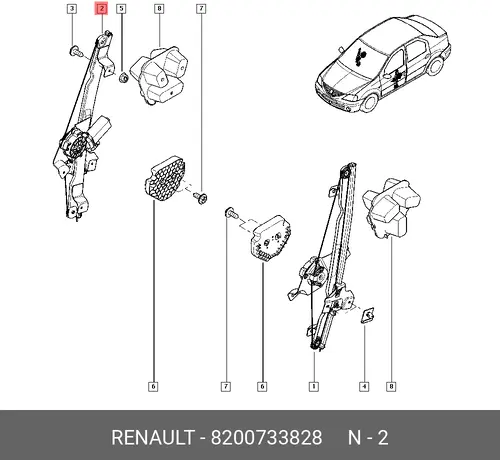 Стеклоподъемник RENAULT 8200733828