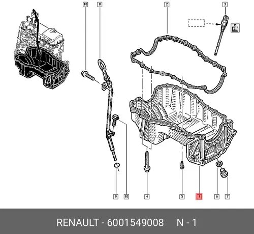 Поддон картера двигателя RENAULT 6001549008