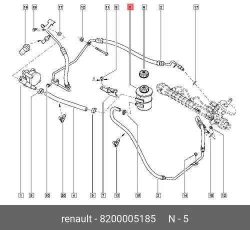 БАЧОК ЖИДКОСТИ ГУ РУЛЯ (ПЛ КОД 8200005185 RENAULT