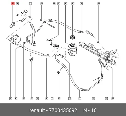 Датчик давления гидроусилителя 7700435692 RENAULT