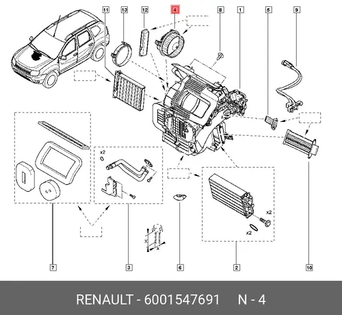 Вентилятор отопителя RENAULT 6001547691