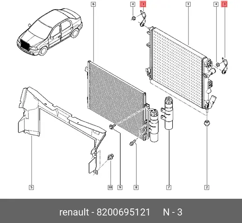 КРОНШТЕЙН РАДИАТОРА 8200695121 RENAULT