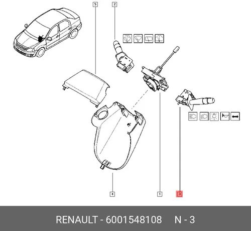 Переключатель подрулевой RENAULT 6001548108