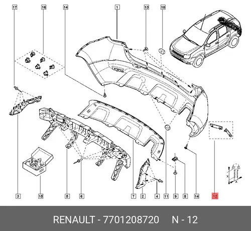 катафот задний! правый\ Renault Duster 10> 7701208720