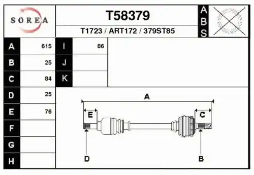 ПРИВОДНОЙ ВАЛ T58379 EAI