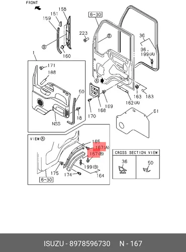 клипс крепления дверного уплотнителя ниж 8978596730 ISUZU
