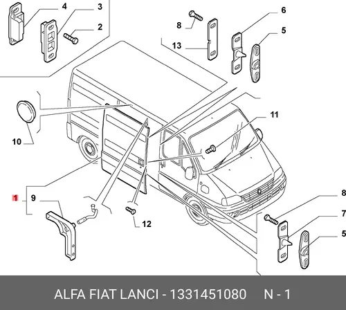 дверь сдвижная 1331451080 FIAT