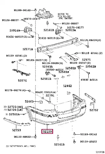 БАМПЕР ЗАДНИЙ (БЕЗ МОЛДИНГОВ) 52159-05901 TOYOTA / LEXUS