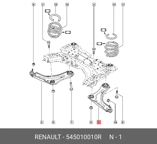 РЫЧАГ LATITUDE ЛЕВЫЙ 545010010R RENAULT