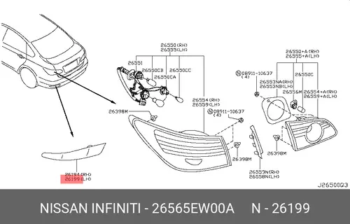 Катафот (световозвращатель) NISSAN 26565EW00A