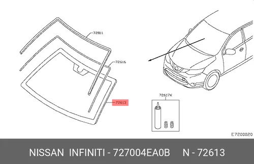 ЛОБОВОЕ СТЕКЛО 727004EA0B NISSAN