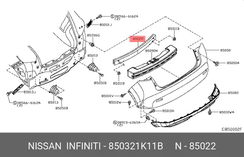 Усилитель бампера NISSAN 850321K11B