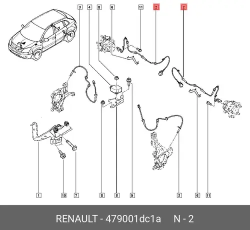 Датчик ABS RENAULT 479001DC1A